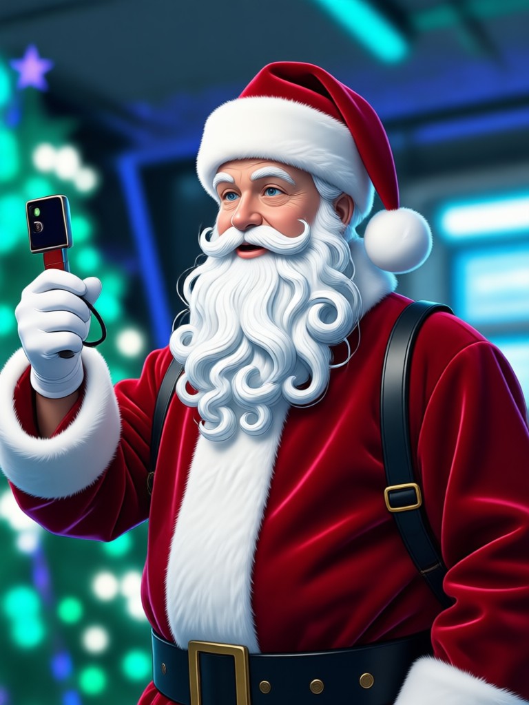 Close up of realistic AI Santa beard