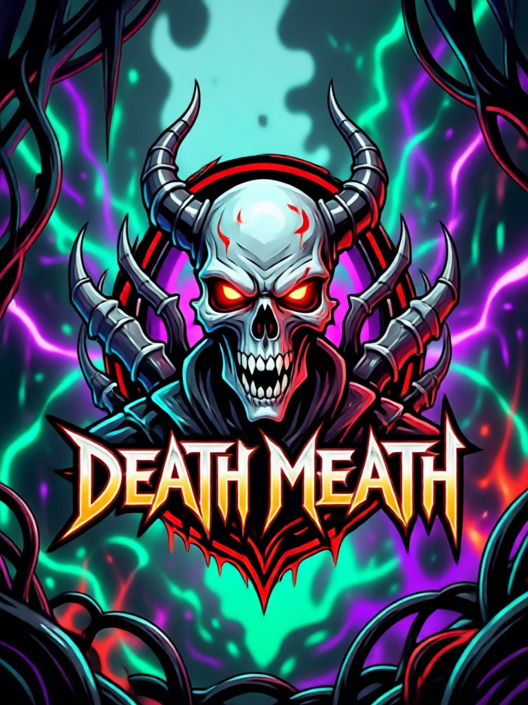 Blackened death metal logo with frostbitten, sharp aesthetic