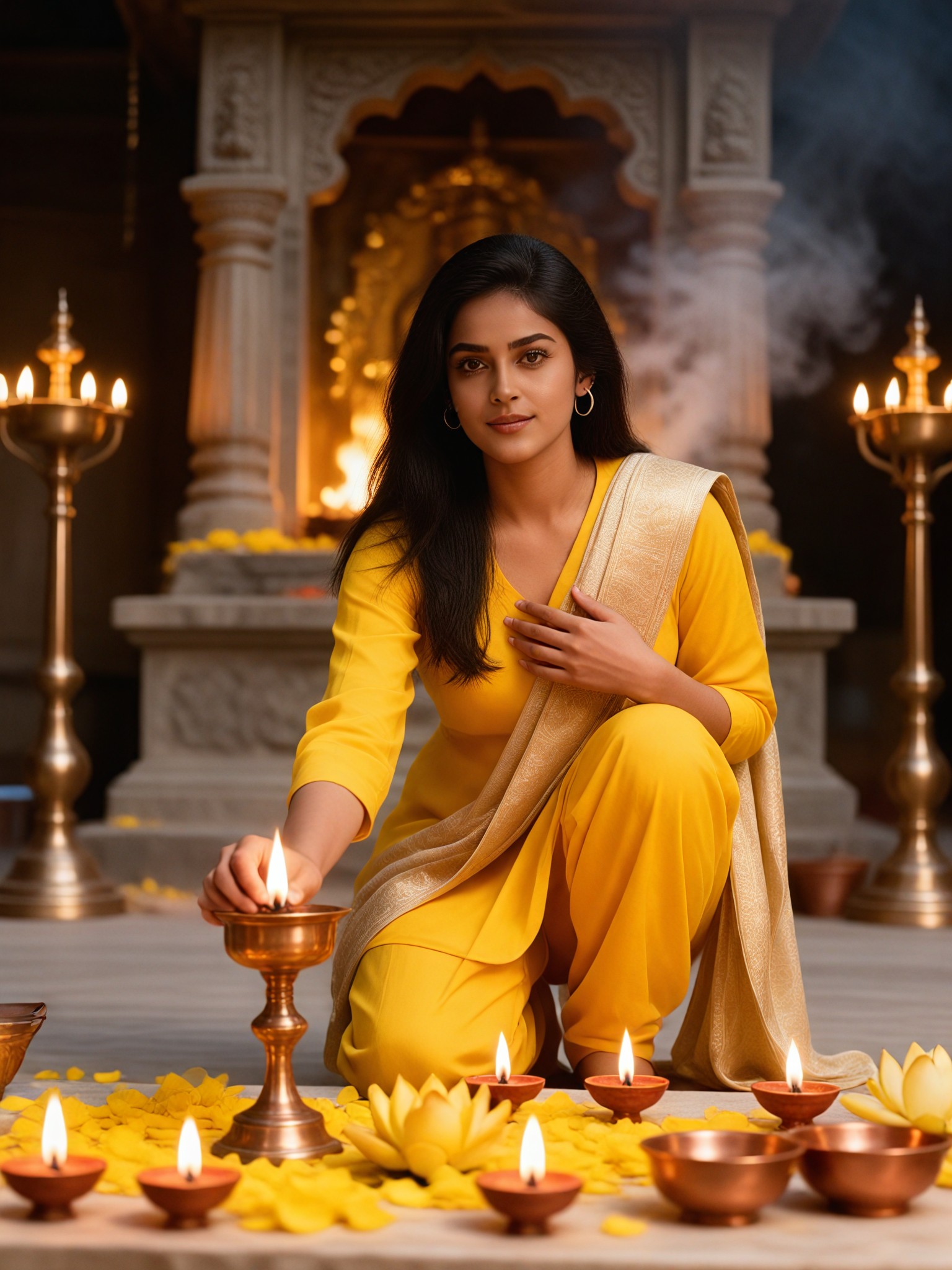 Golden Ghee Lamp Aarti image