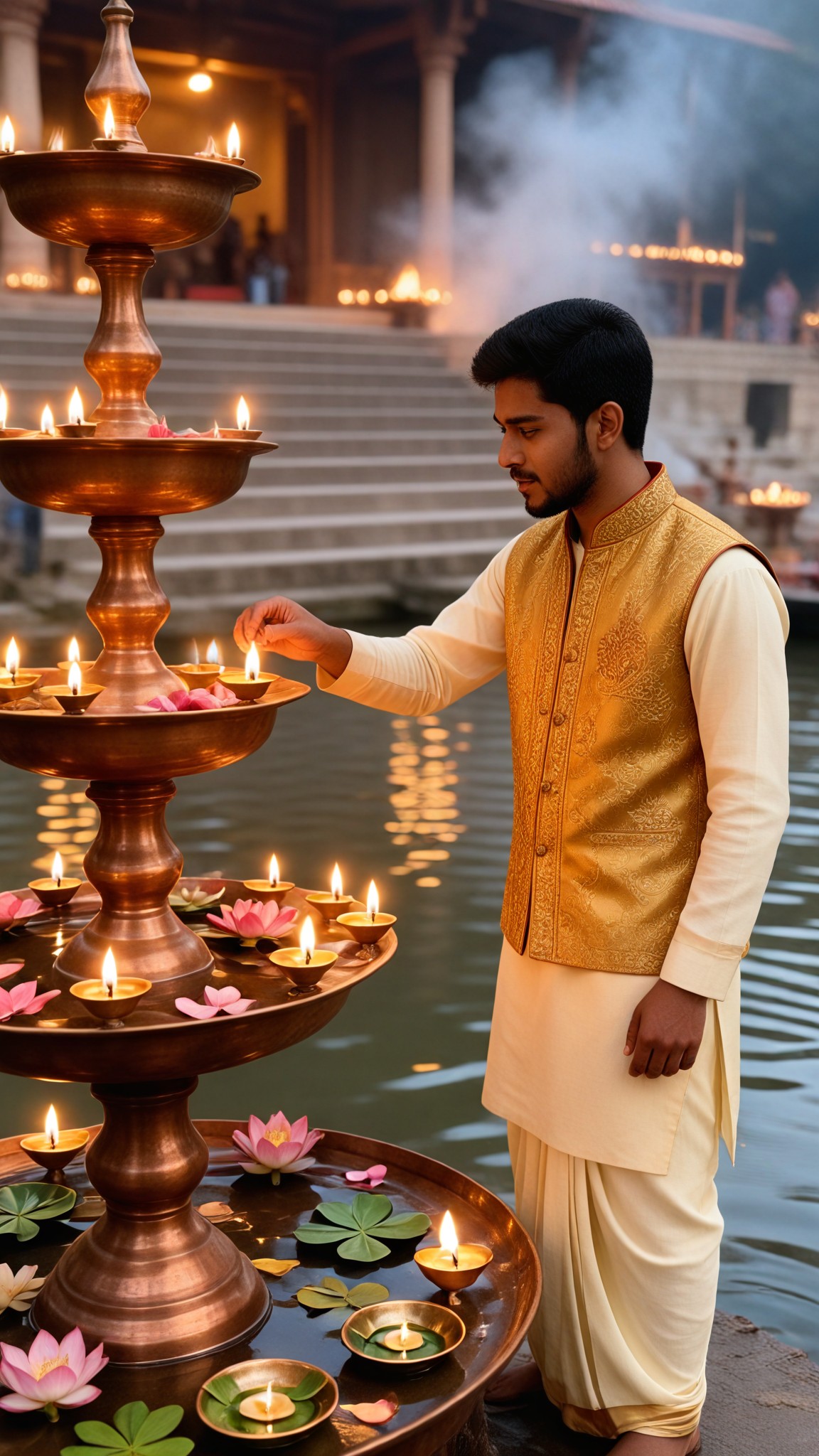 Ganges Festival: Brass Lamp Prayer image