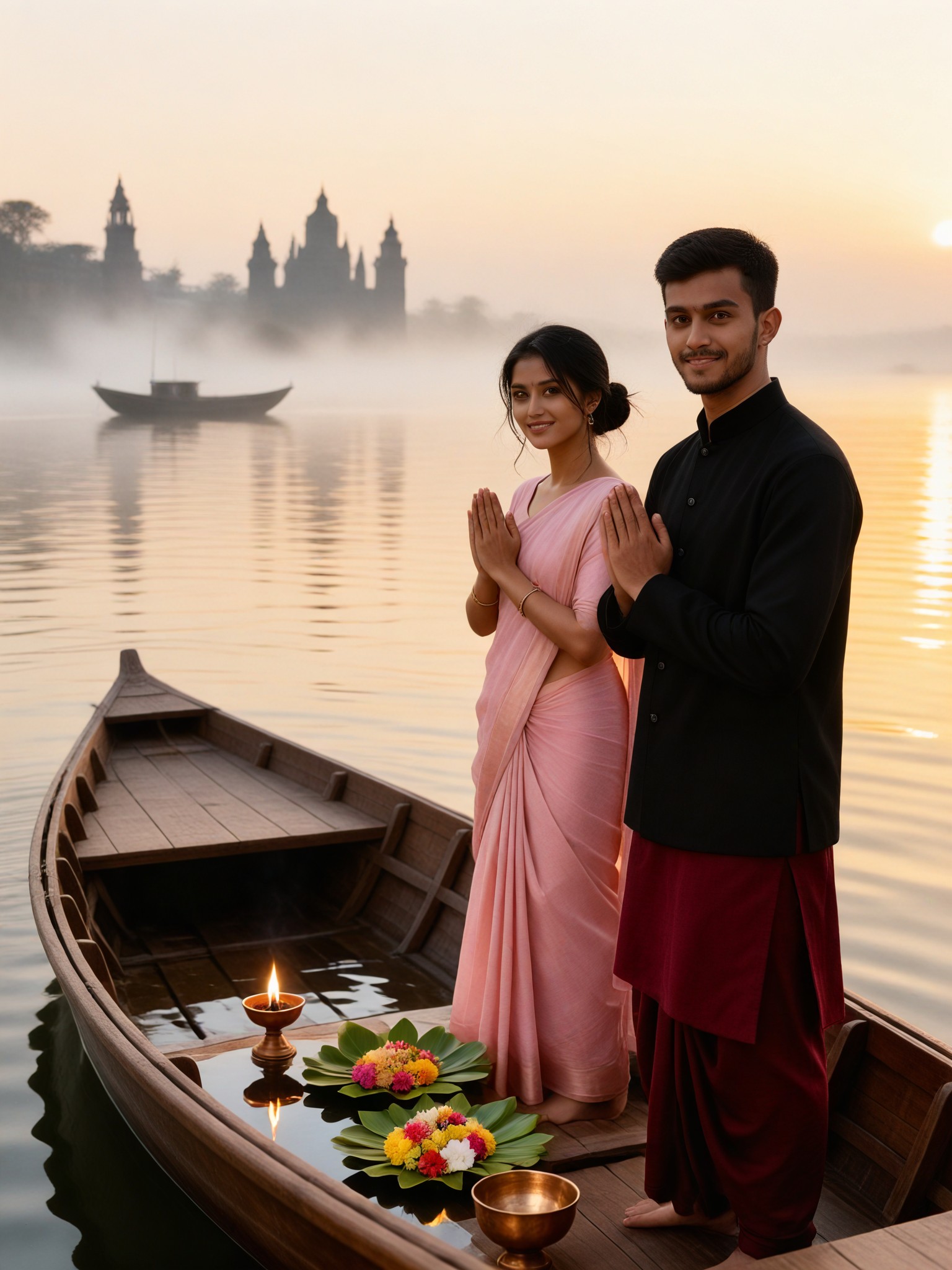 Ganges Festival: Couple Boat Prayer image