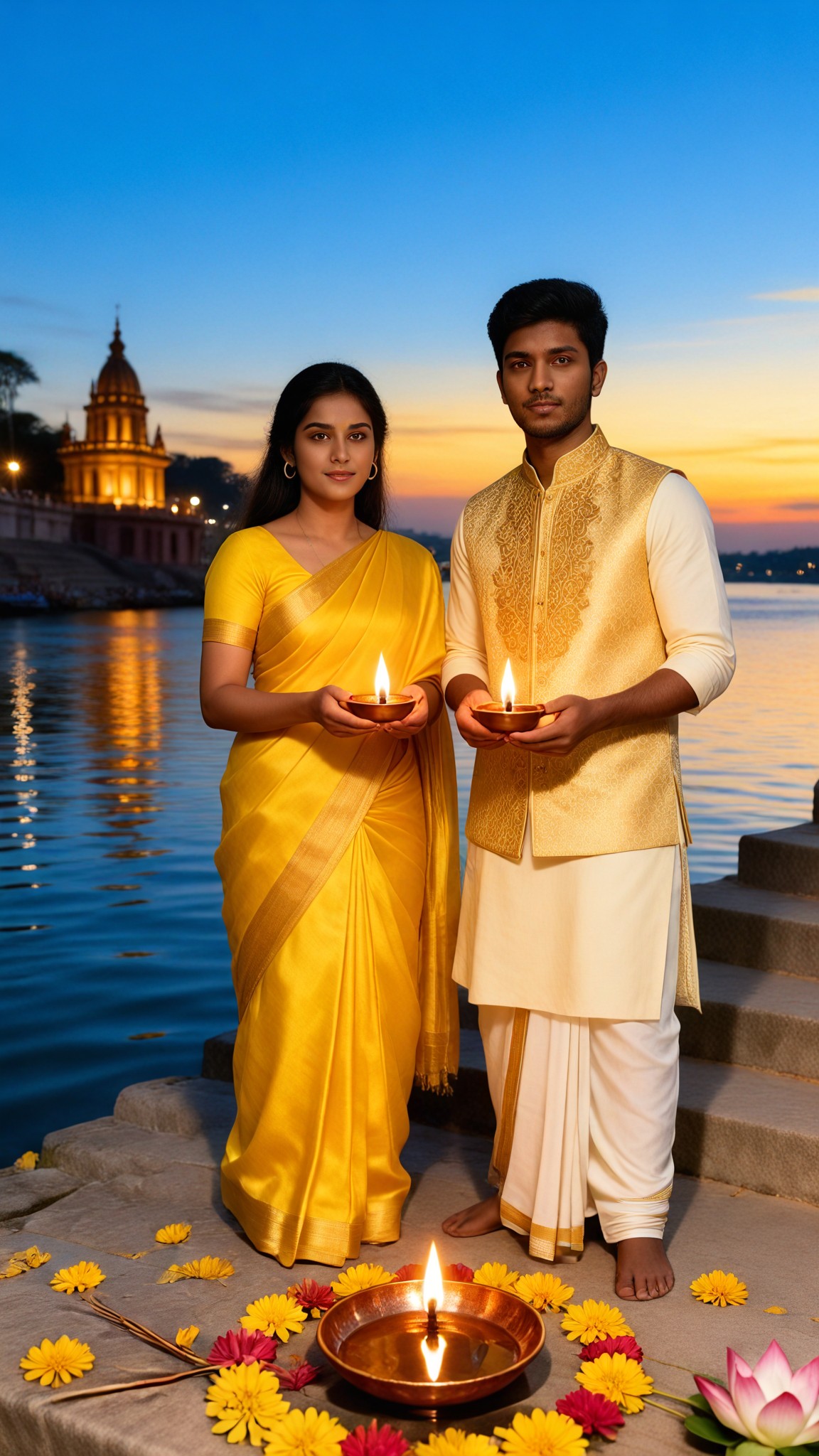 Ganges Festival: Couple Diya Portrait image