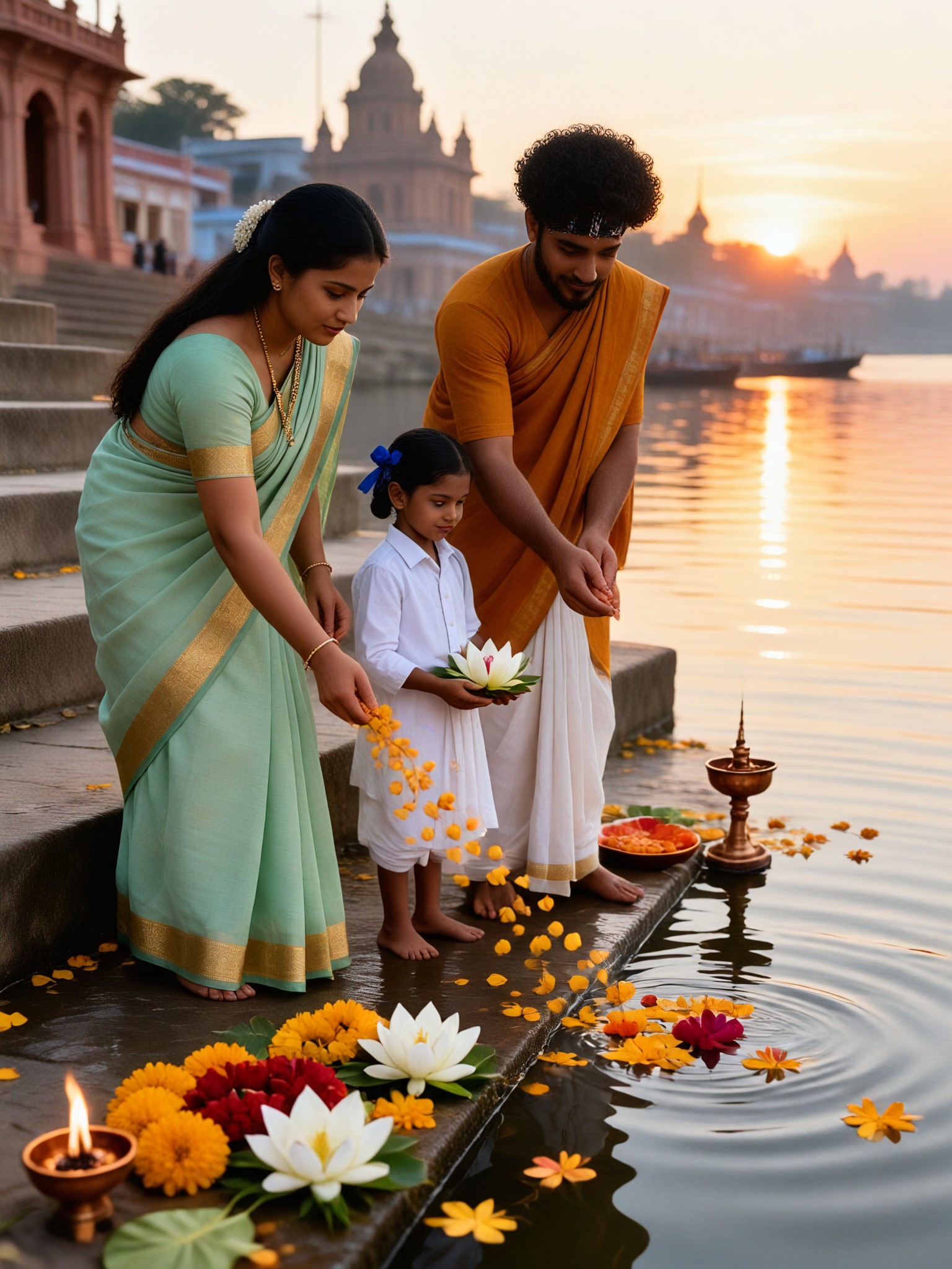 Ganges Festival: Family Flower Offering image