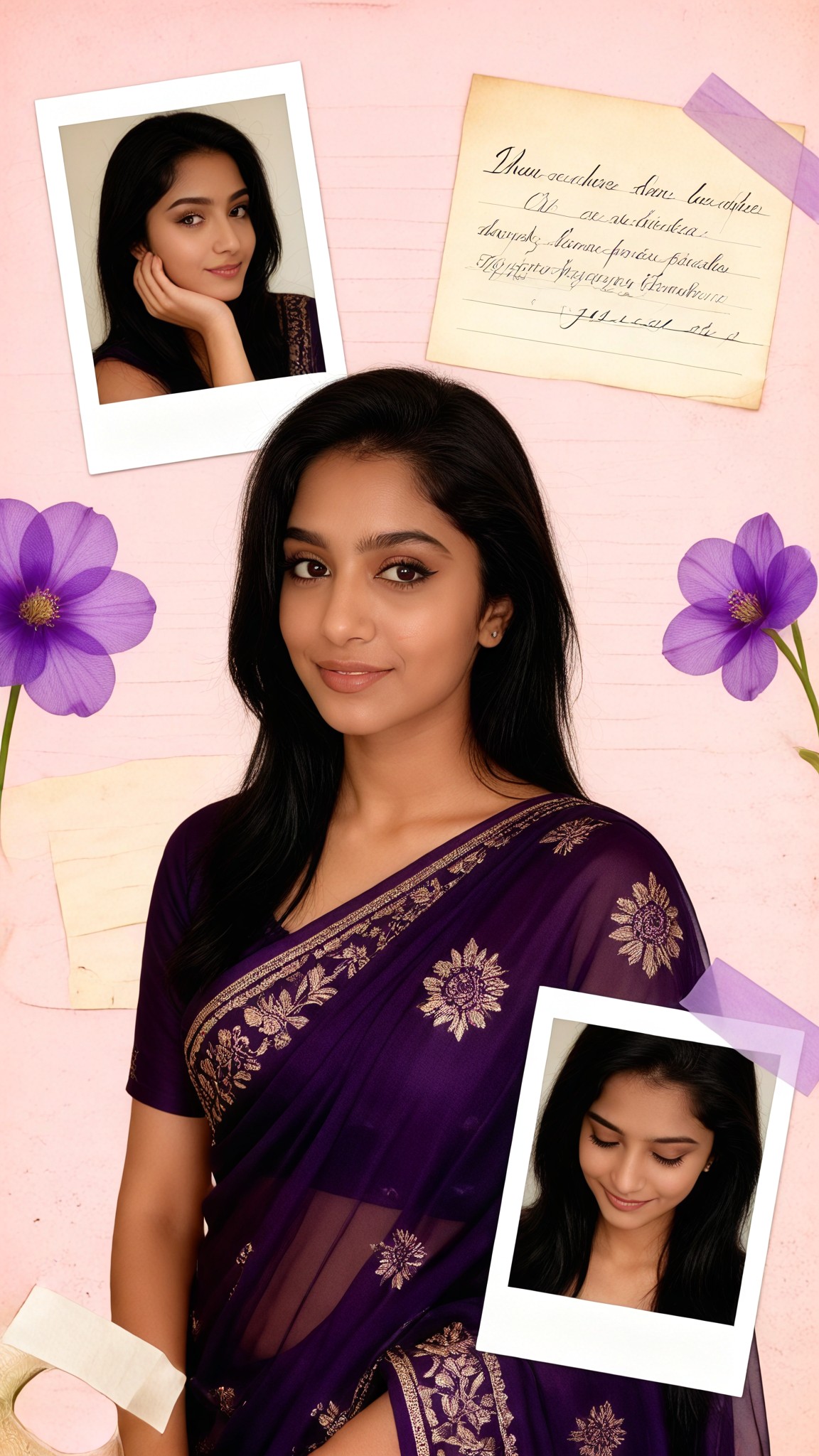 Purple Saree Collage image