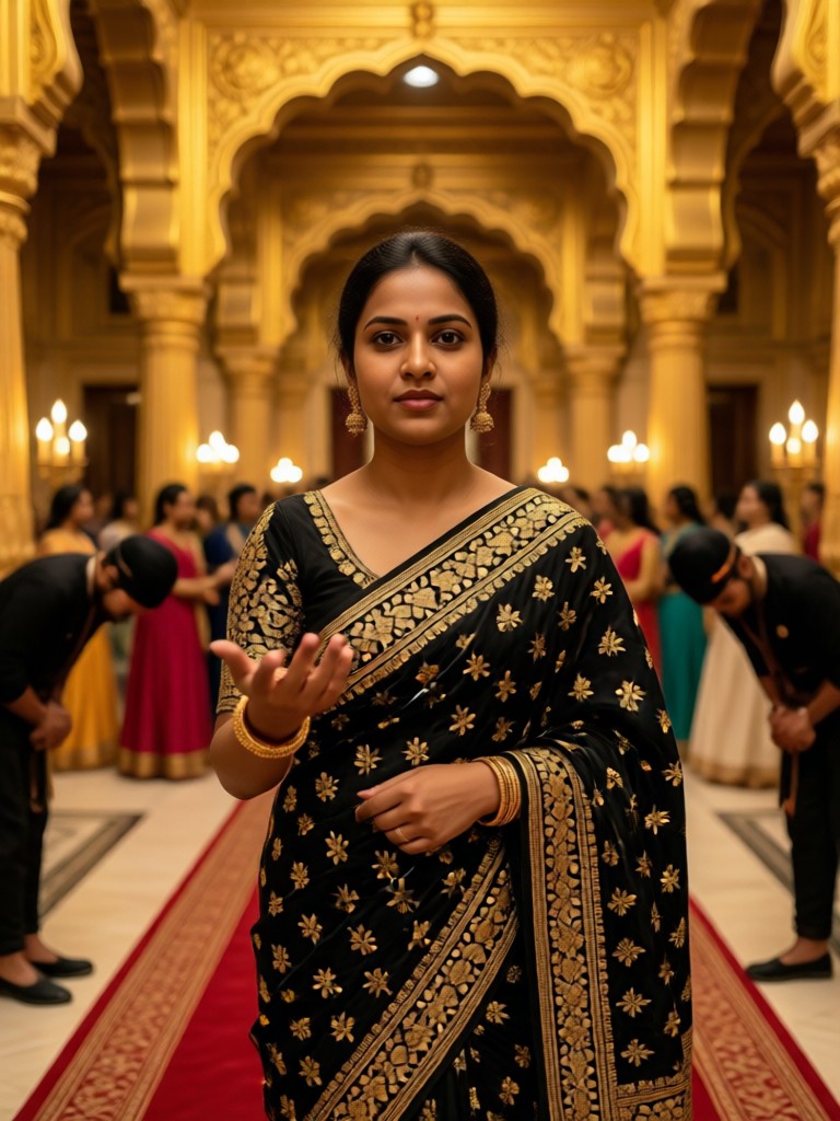 Black Gold Saree Queen image