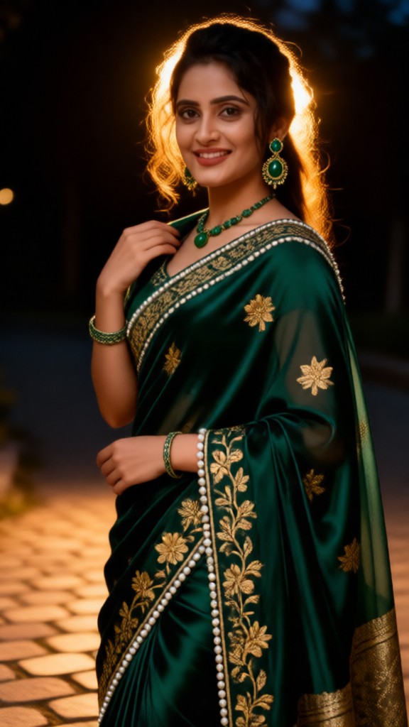 Green Sari Retro Glitter image