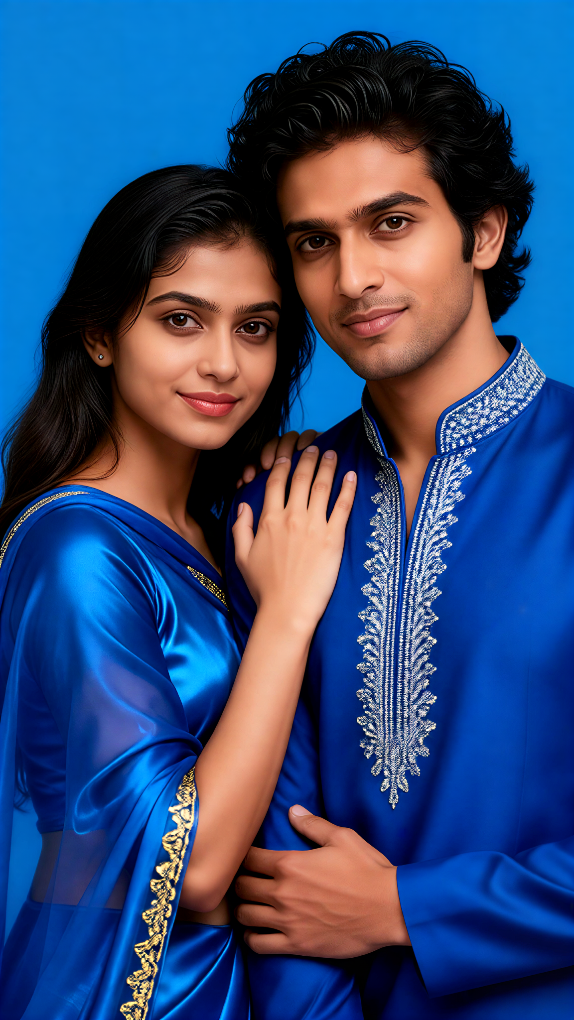 Blue-themed couple photoshoot image