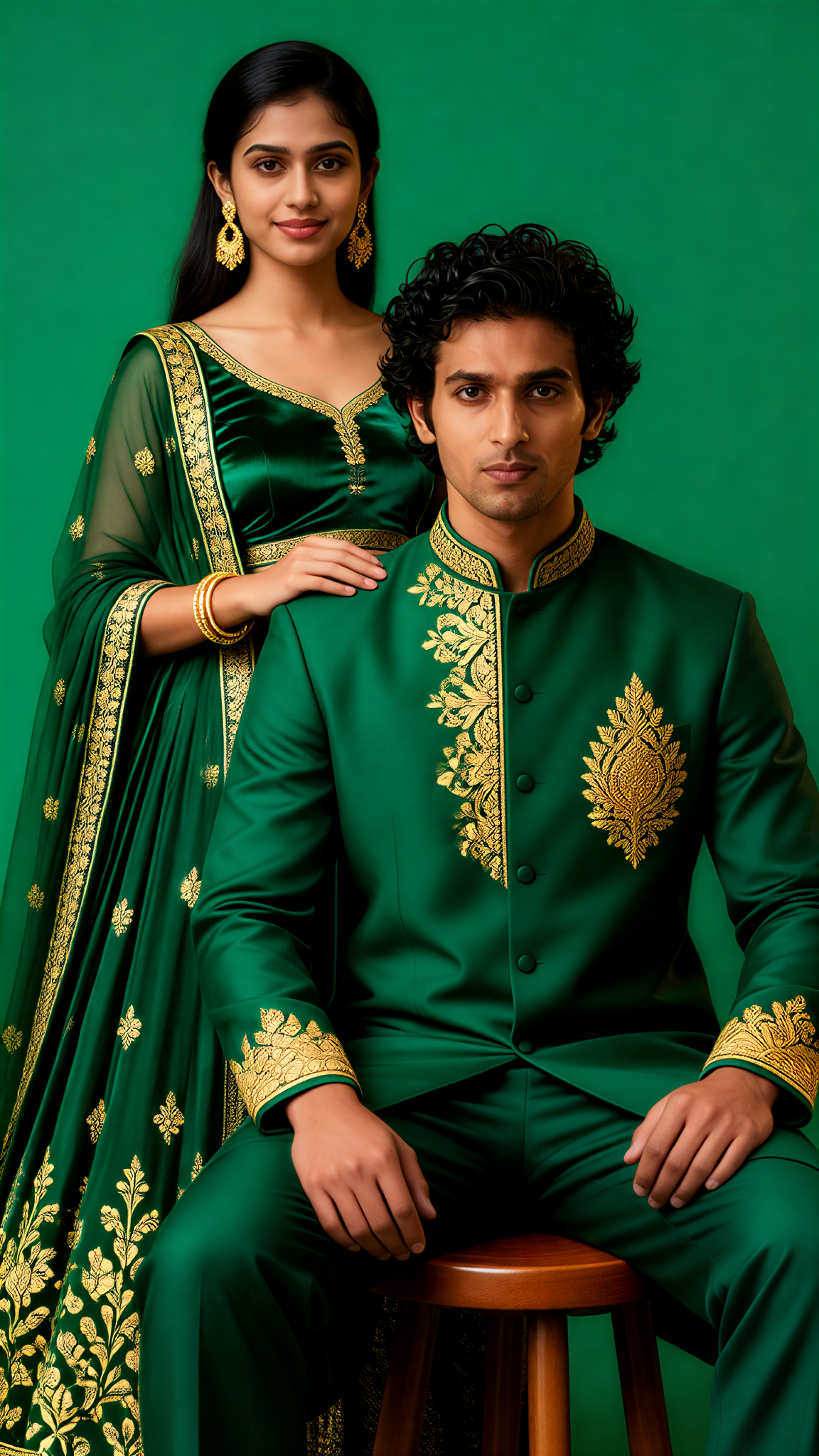 Green-themed couple photoshoot image