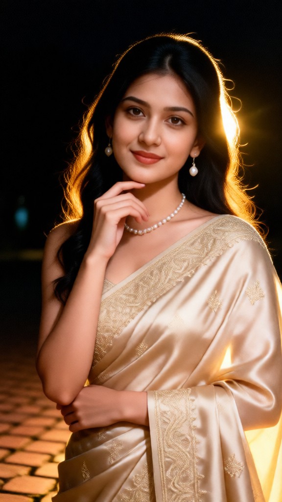 Beige sari retro filter image