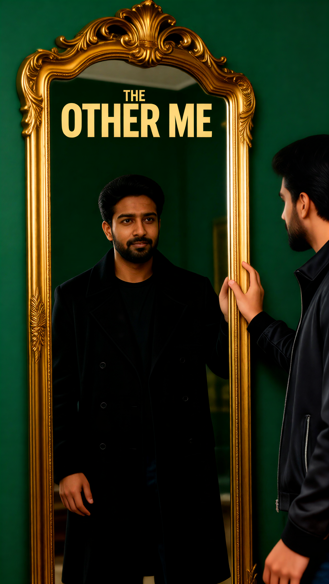 The male protagonist of the movie poster in the mirror image