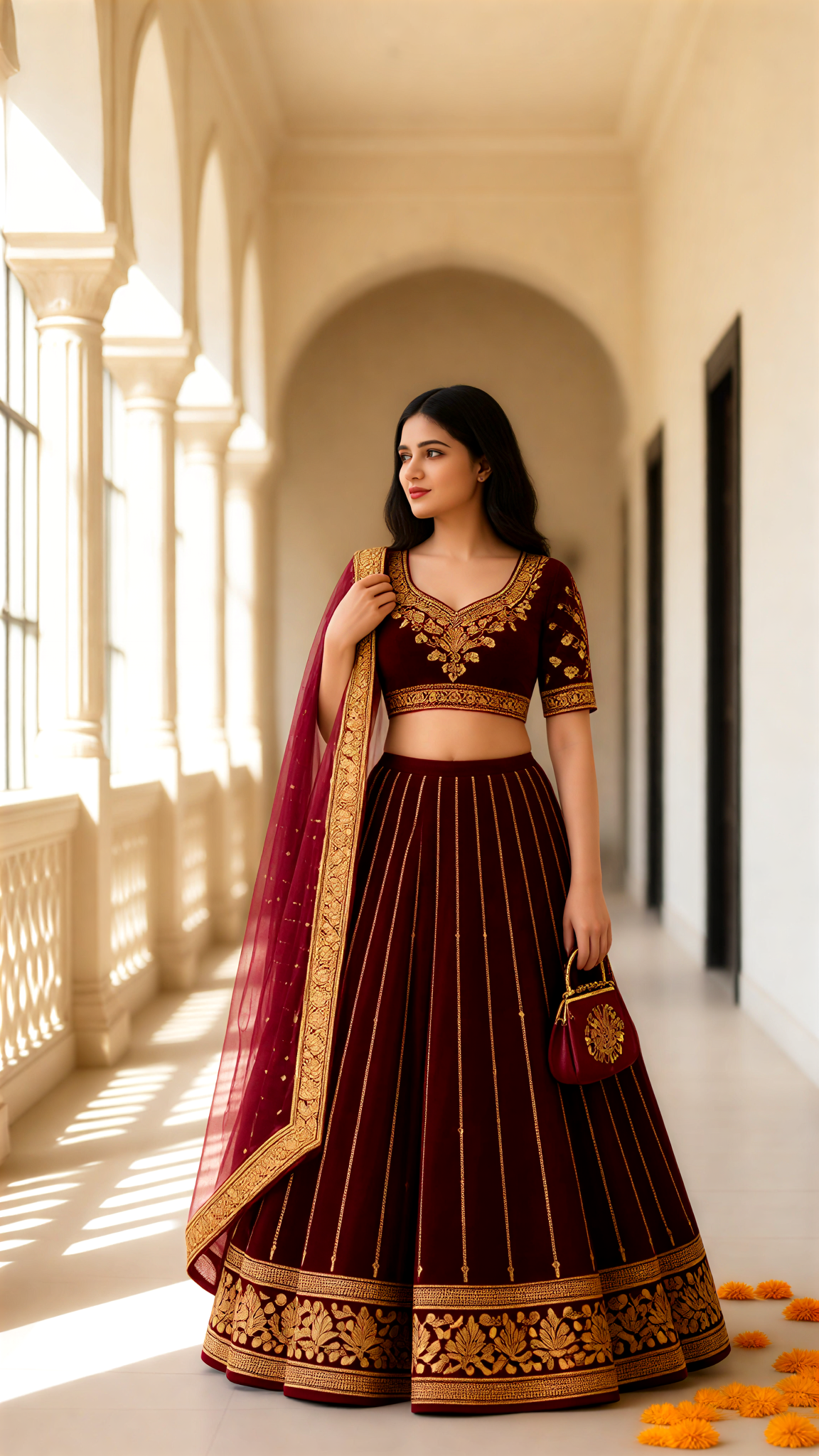 Burgundy court dress image