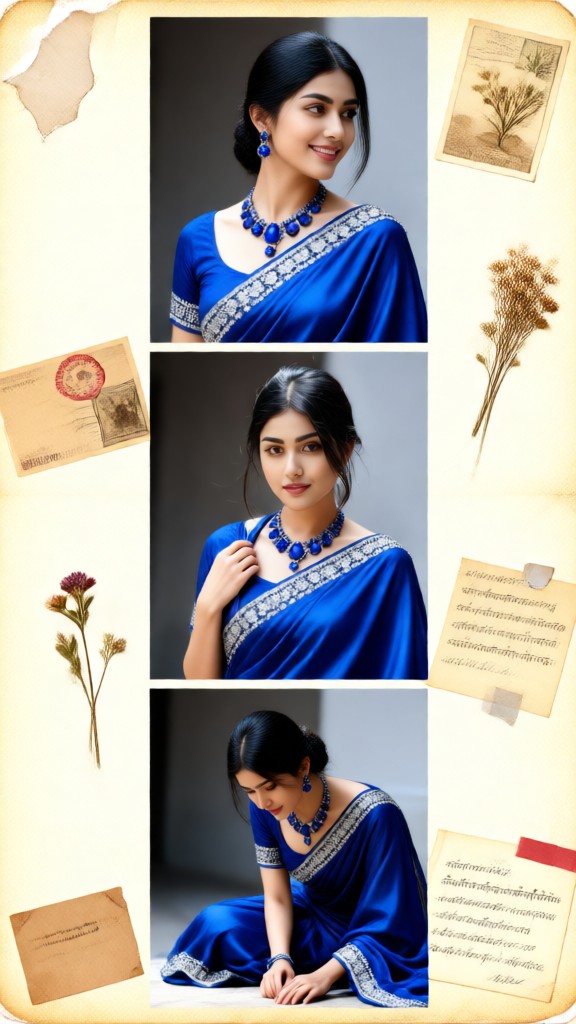 Blue Sari Retro Collage image