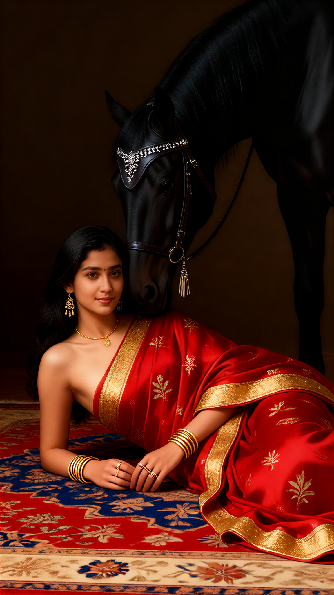 The Red Sari and the Black Horse image