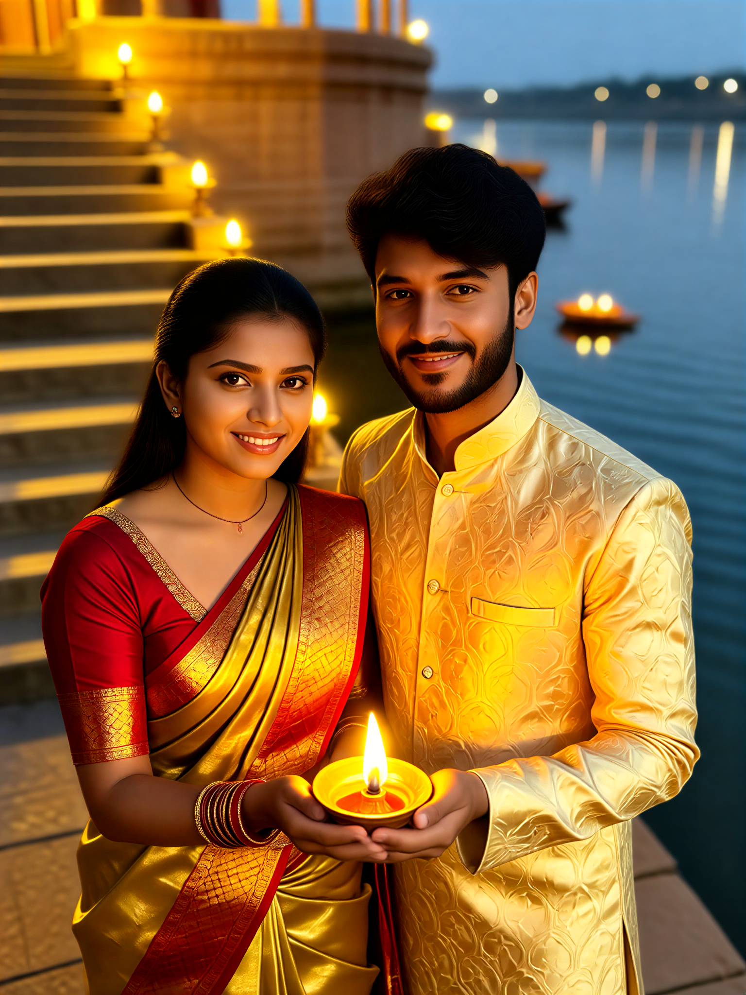 Golden Diya Couple image