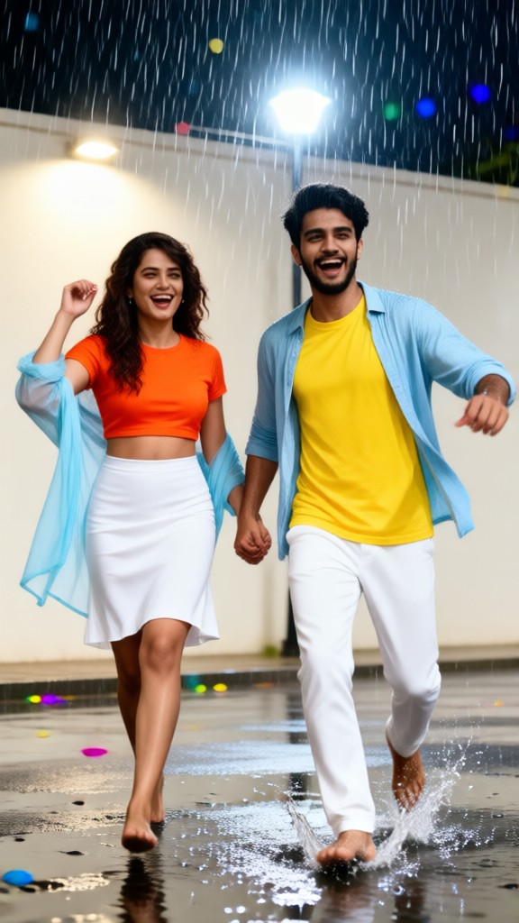 Happy Rain Couple image