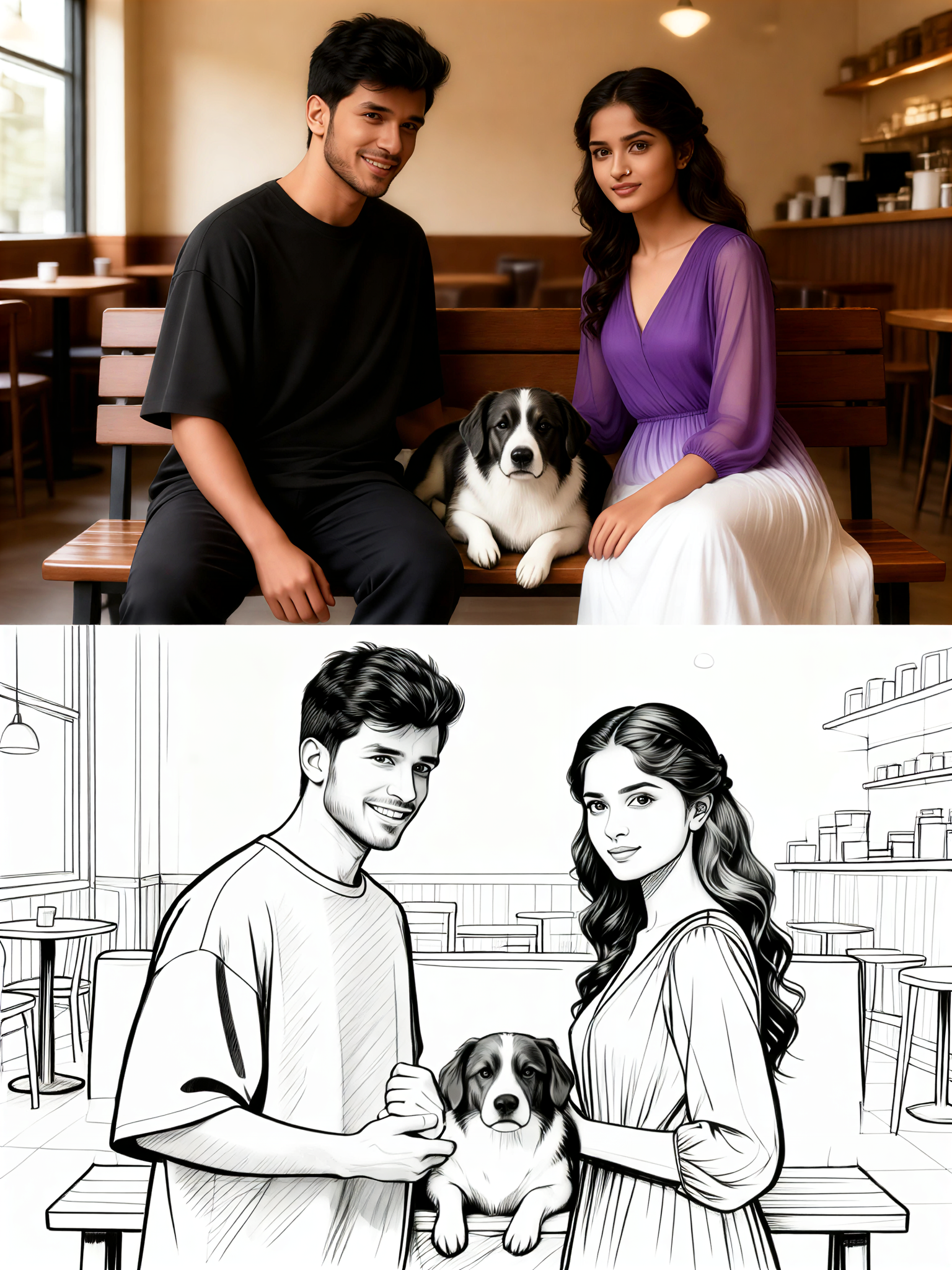 Couple Hand-drawn Simple Drawing Content Style image