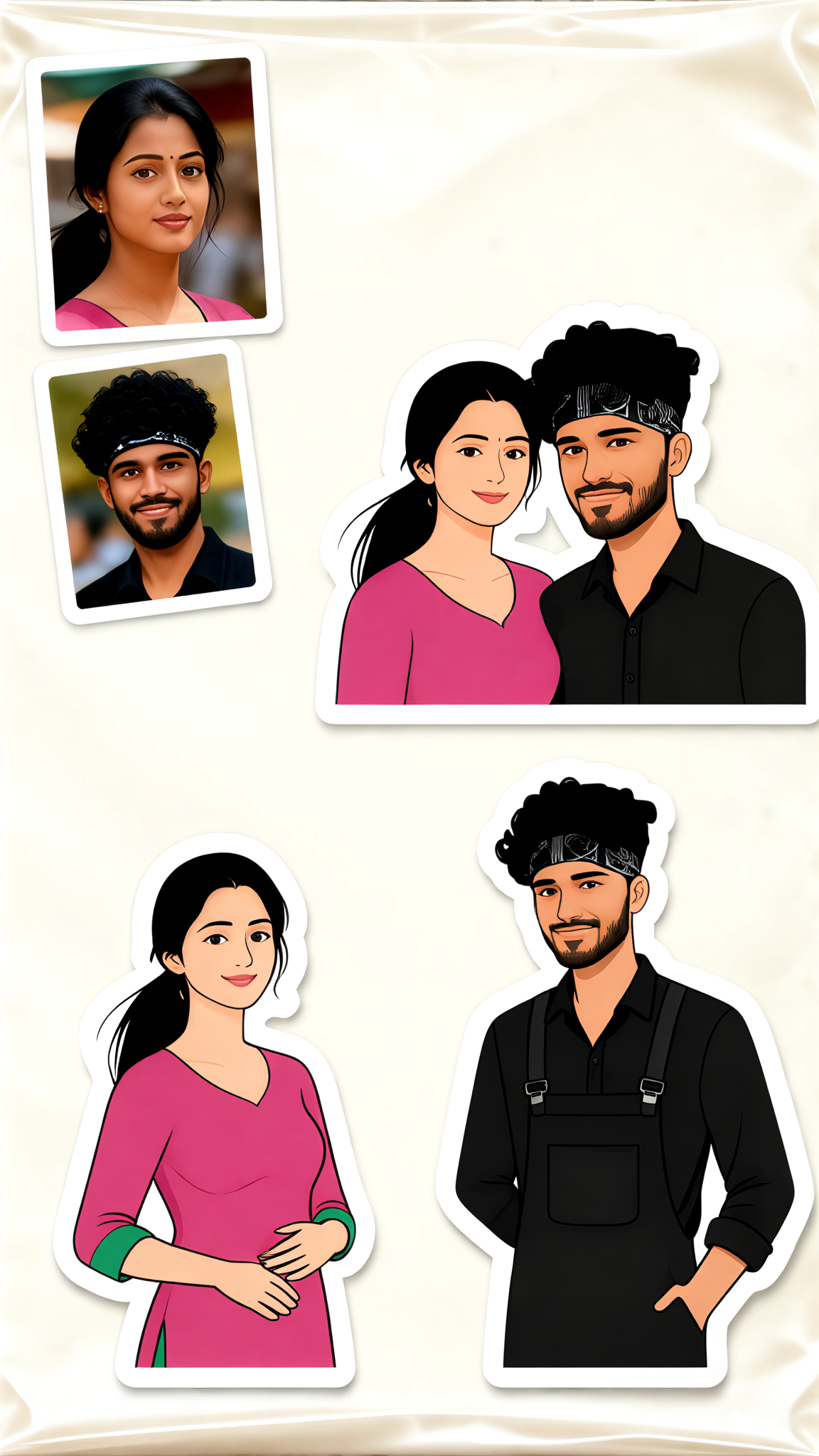 Sticker collage couple avatars image