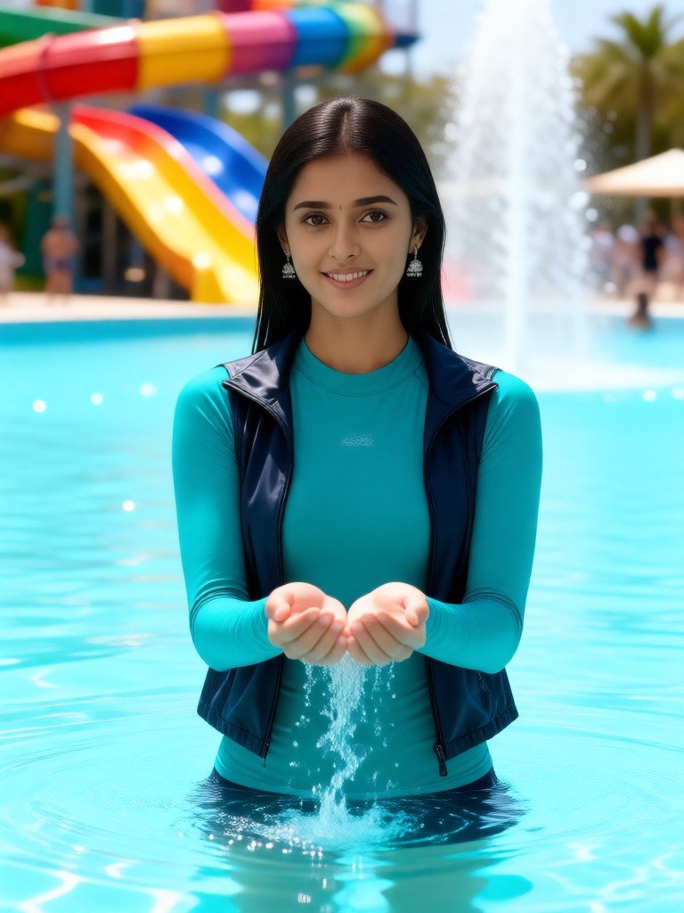 Smiling Pool Splash Close-Up image