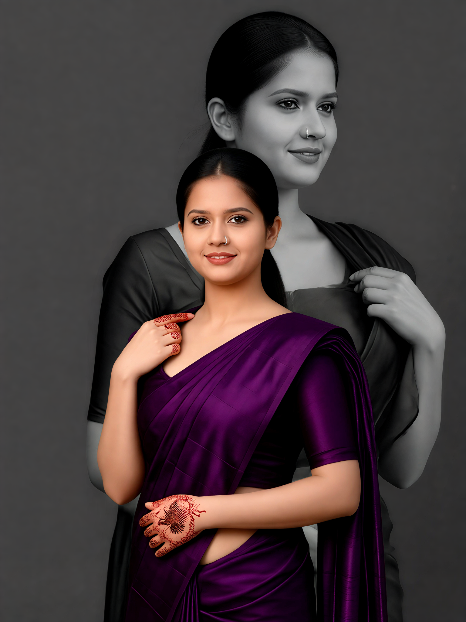 Purple Saree Closeup image