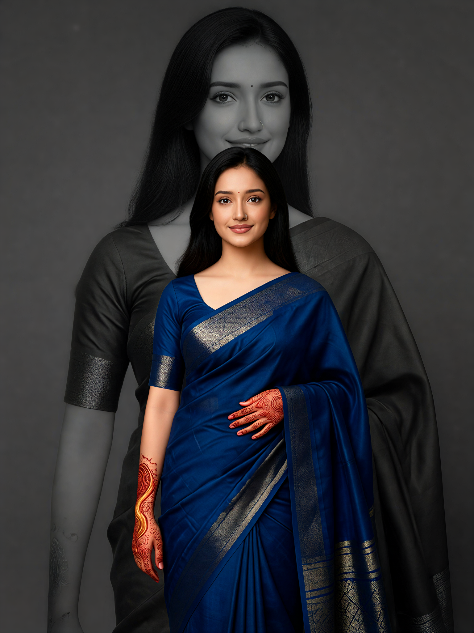 Deep Blue Saree Light image
