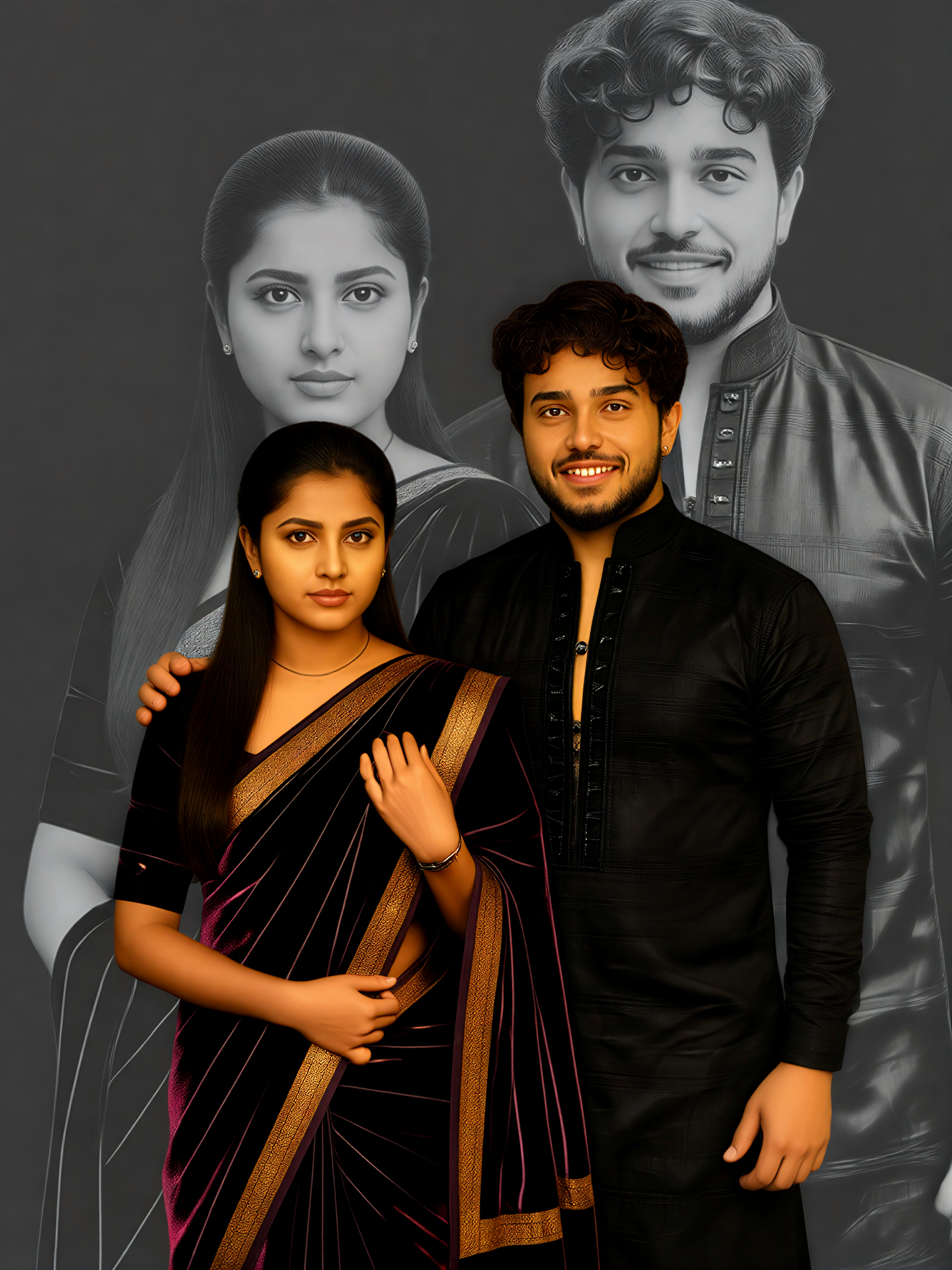 Black Gold Guardian Couple image
