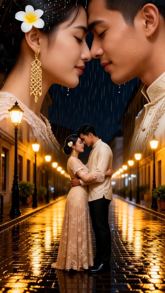 Double exposure in Indonesian rain image