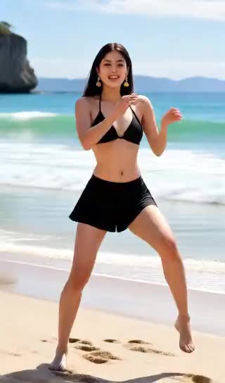 Beautiful women dancing - Seaside image