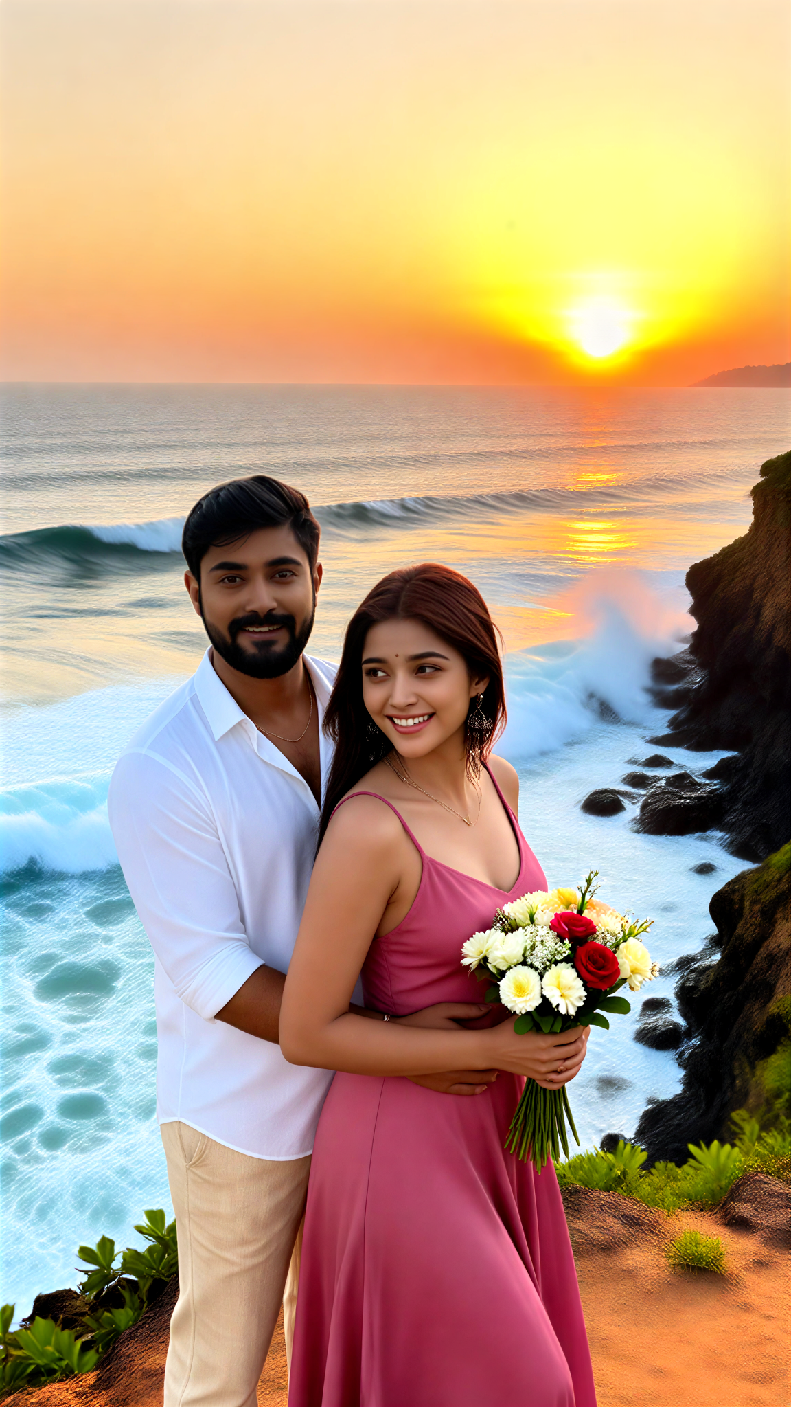 Goa Cliff Sunset Couple image