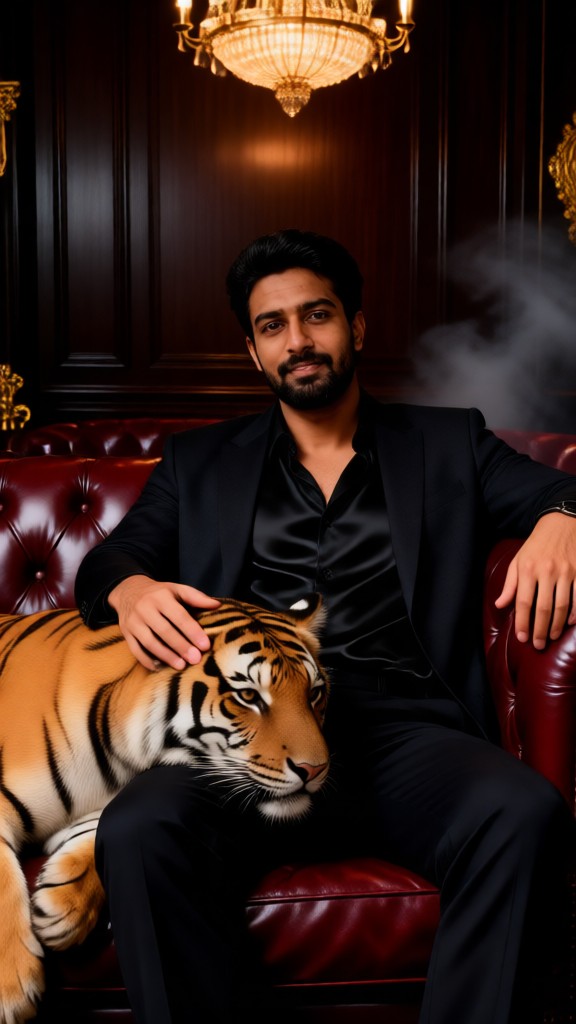 The gang boss controls the tiger image