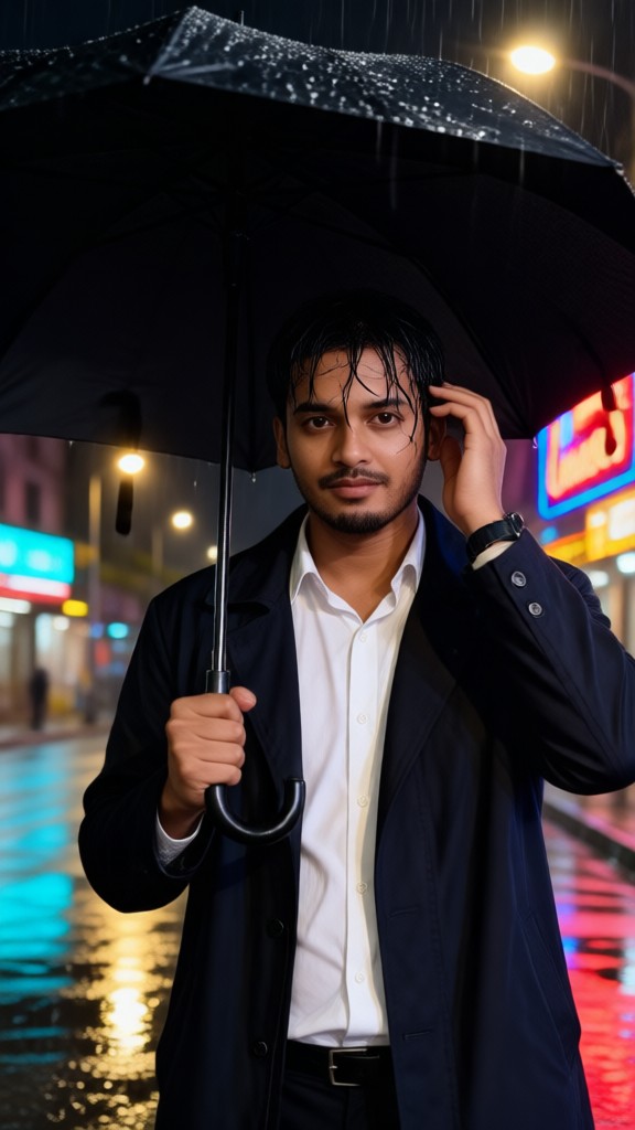 Black Umbrella Wet Hair image