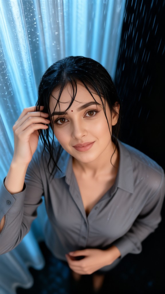 Silver Rain Wet Hair image