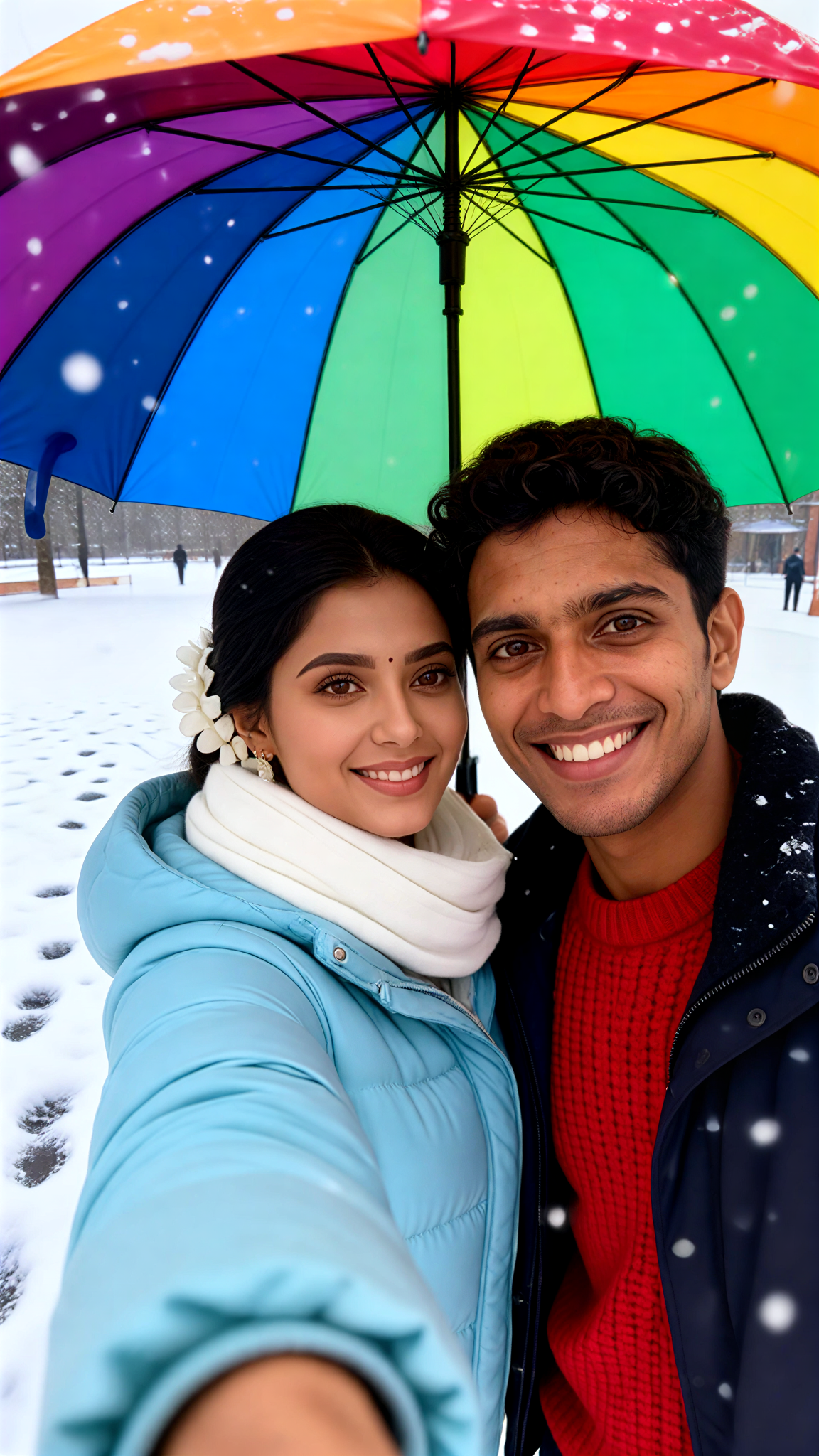 Rainbow Snow Selfie image