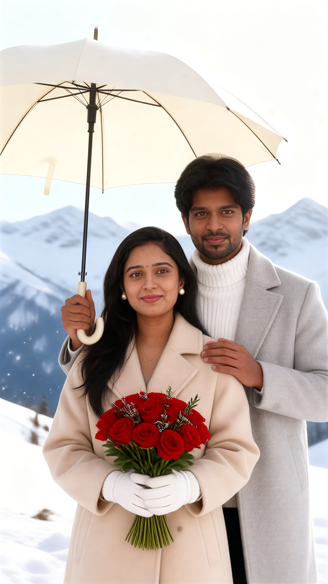 White Umbrella Red Bouquet image