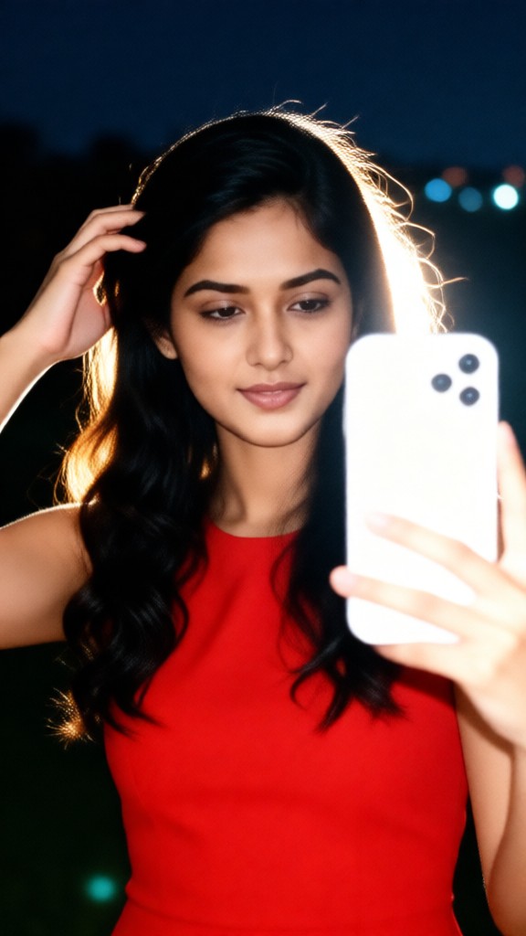 Night backlight selfie image