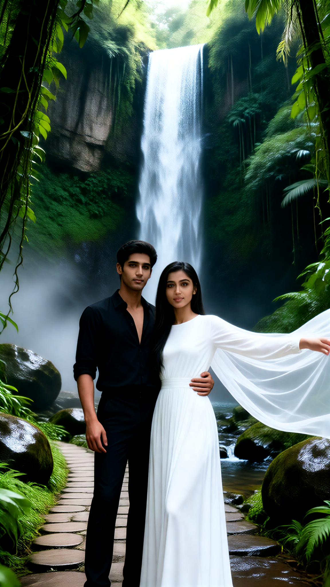 Waterfall couple photo shoot image