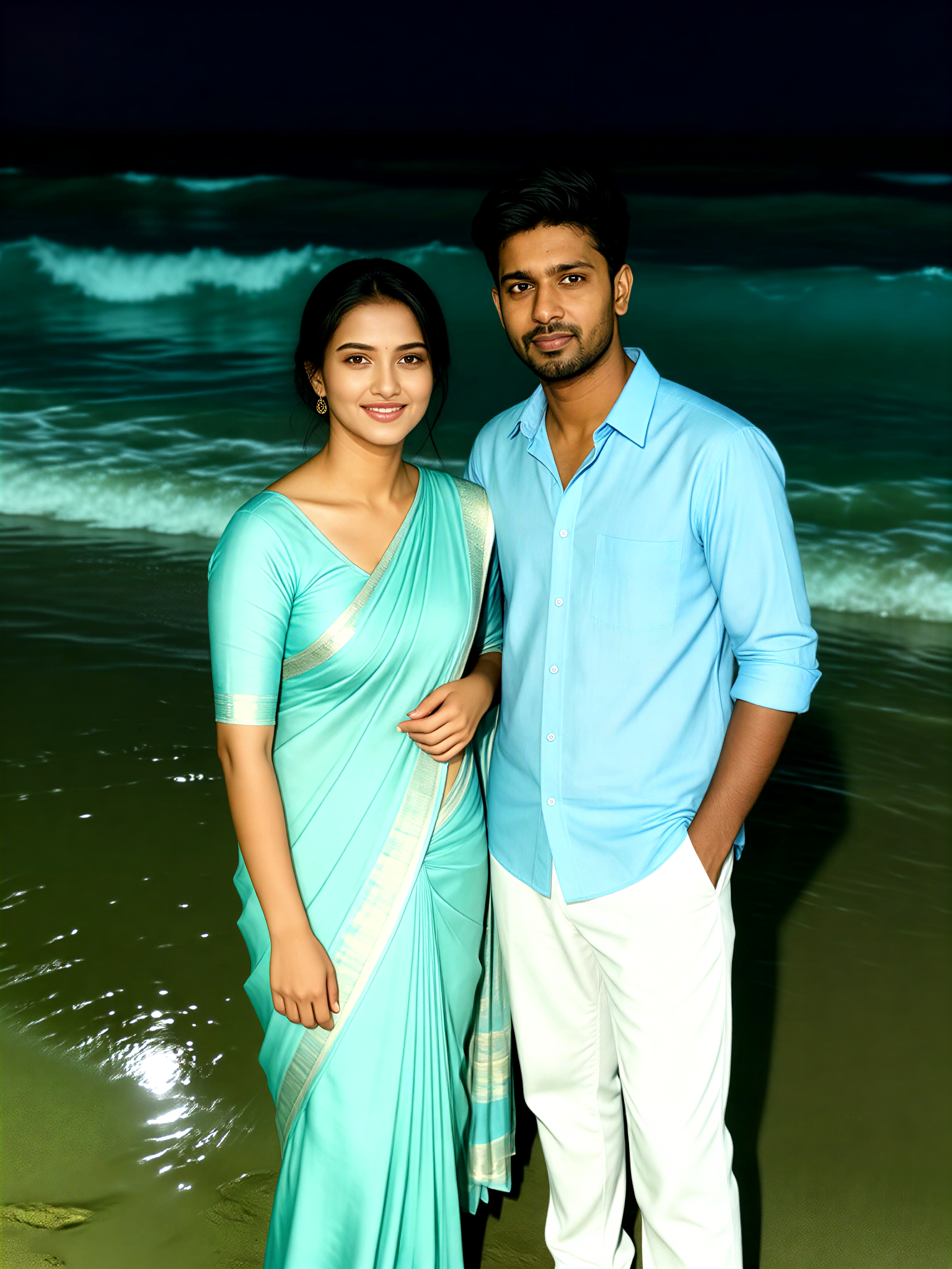 Night Beach Flash Couple image