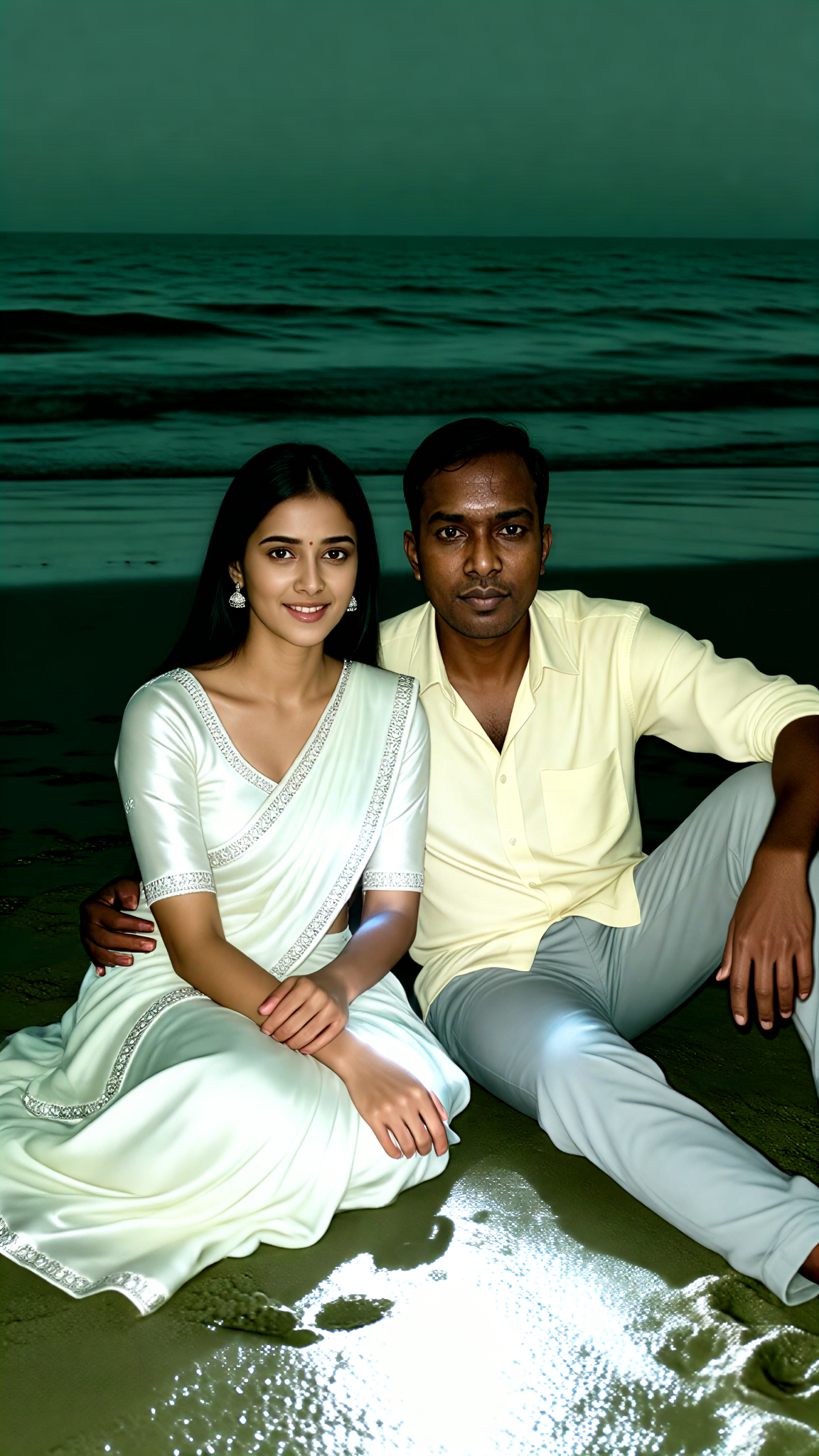 Beach Sit Flash Couple image