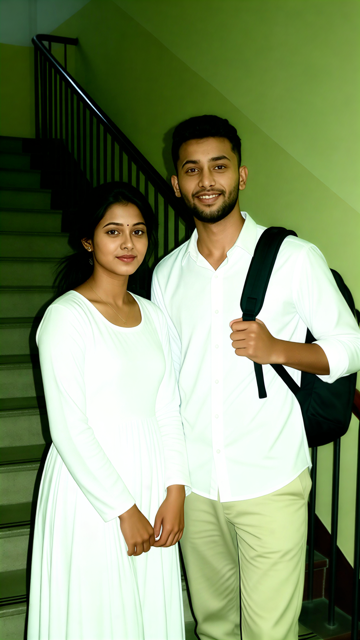 Campus Stairs Flash Couple image