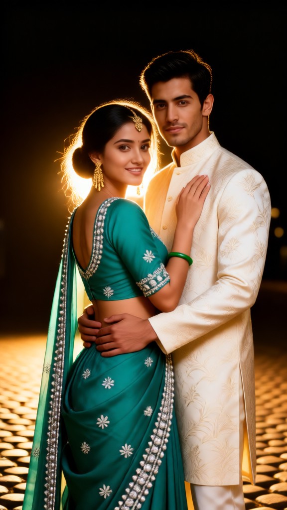 Green Sari Twilight Glow image