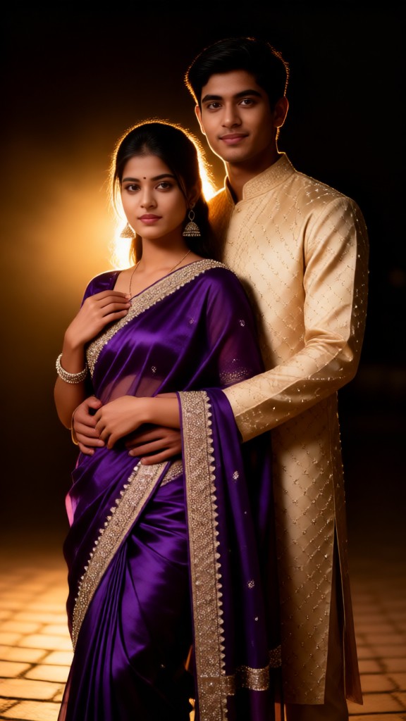 Twilight Glow Purple Traditional Sari image