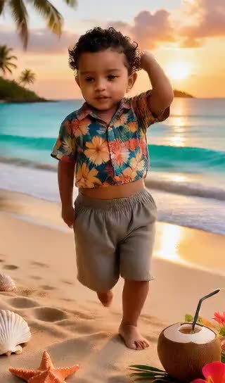 Cute baby dancing with deep affection-v image