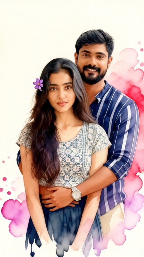 Romantic Watercolor Couple image