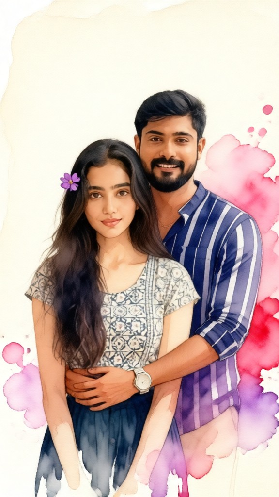 Romantic Watercolor Couple image