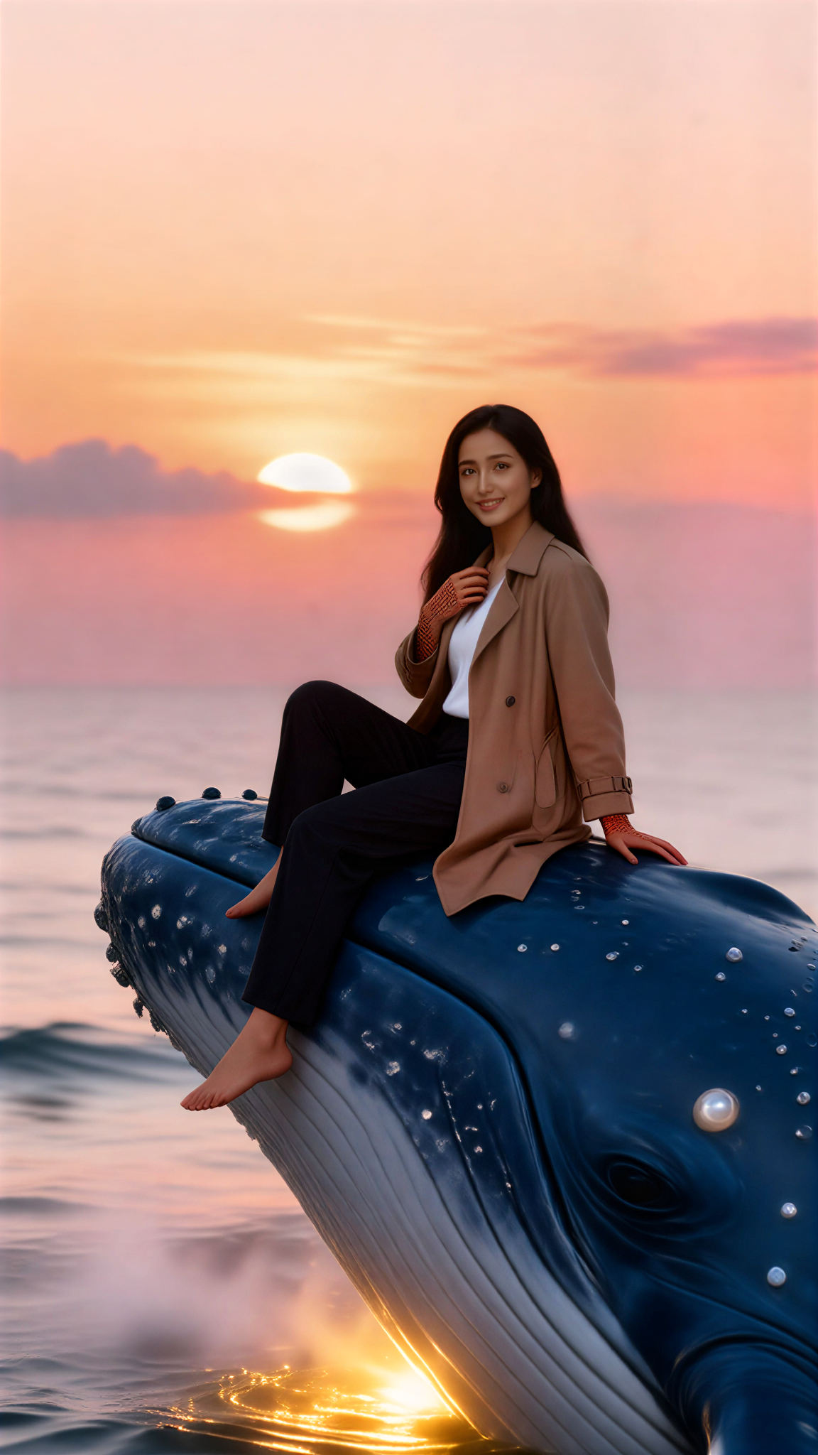 Sunset Trench Whale Girl image