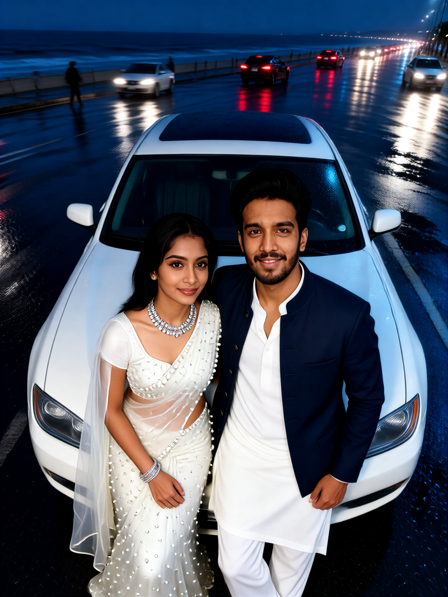 Marine Drive Couple Rain image