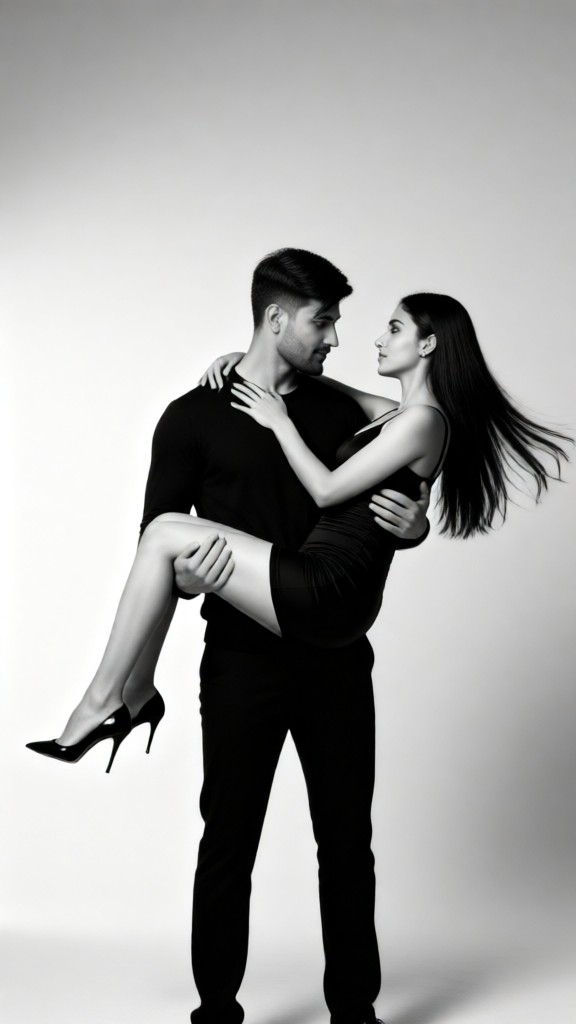 Sexy black-and-white couple photo image