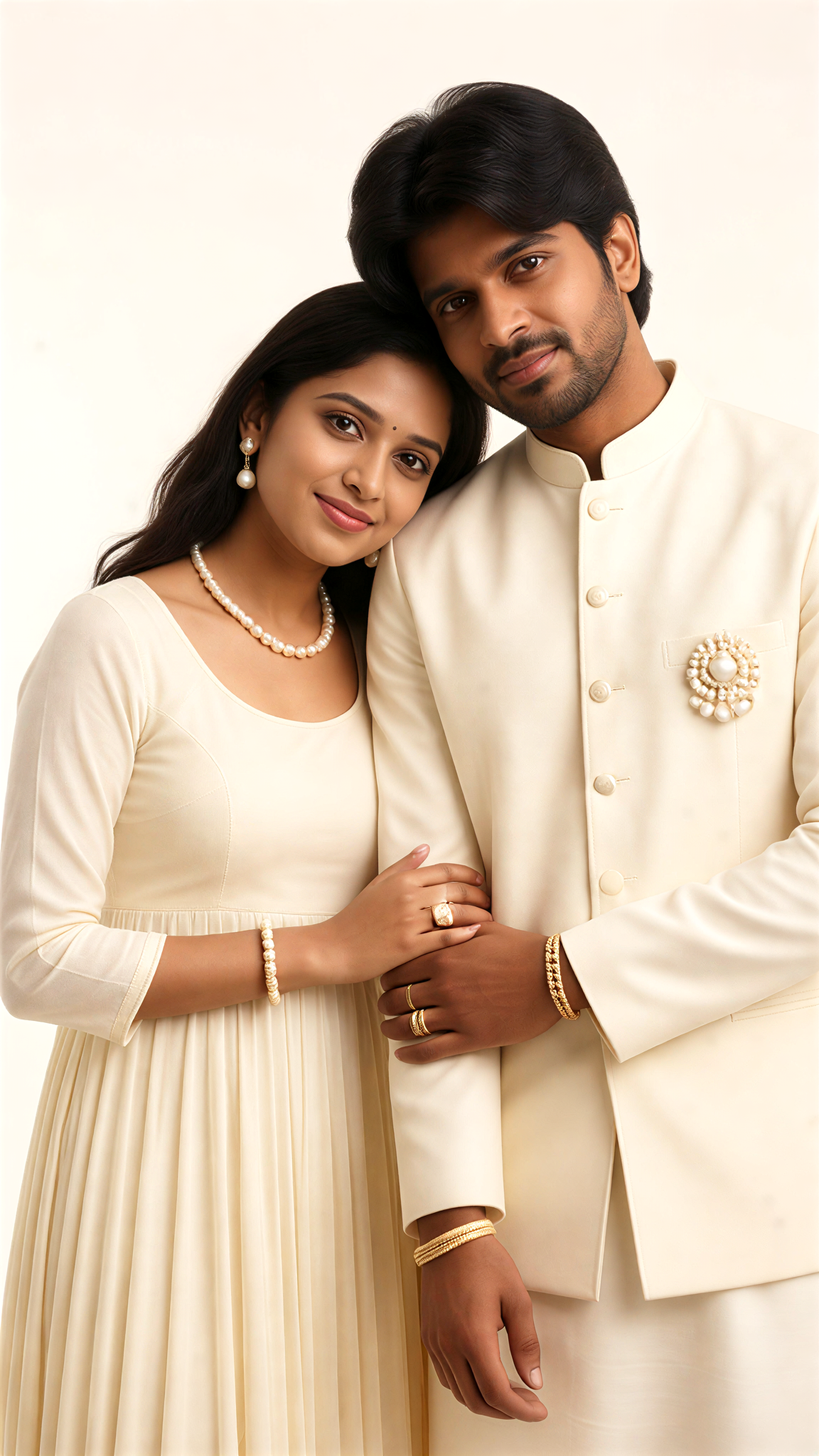 Ivory white hands clasped together for a group photo image