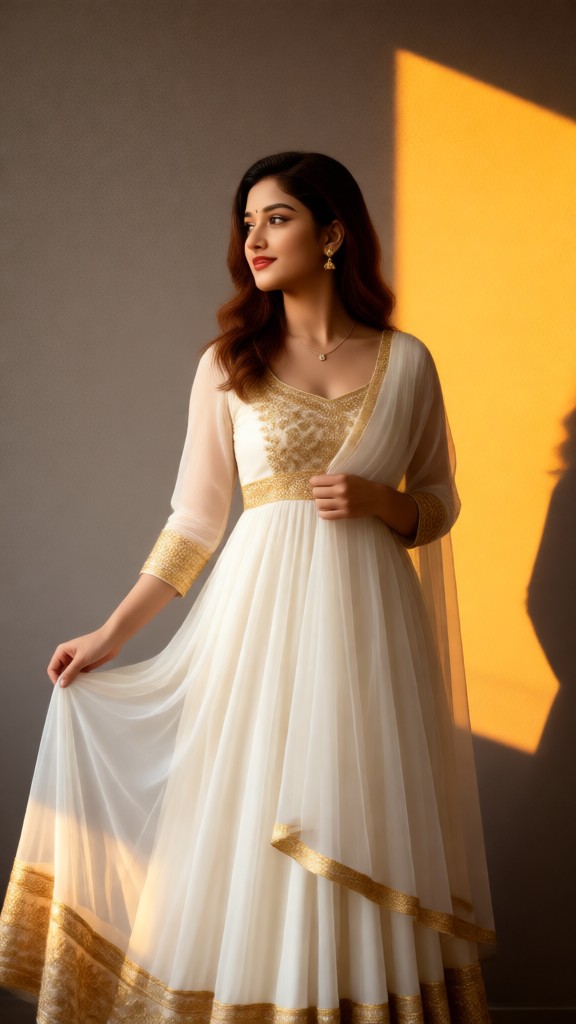 Twilight Sari: White Gold image