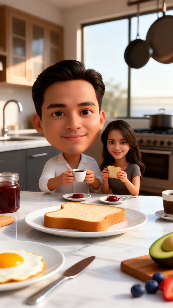 mini couple eating breakfast image