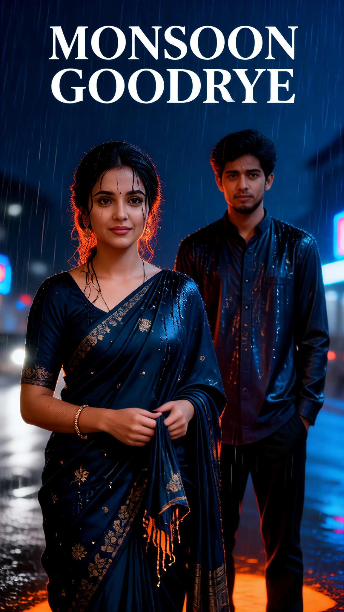 Indian Poster Rain Couple image